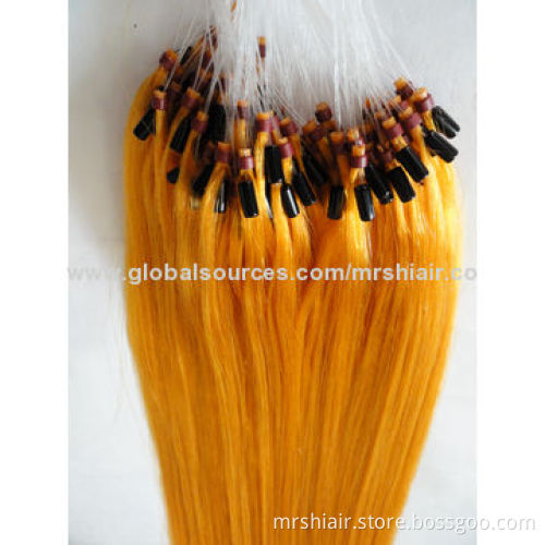 18-inch Orange Color Silk Straight Micro Loop Ring Hair Extensions
